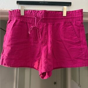 Women's Hot Pink Linen Shorts